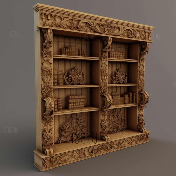 Bookcase 3 stl model for CNC